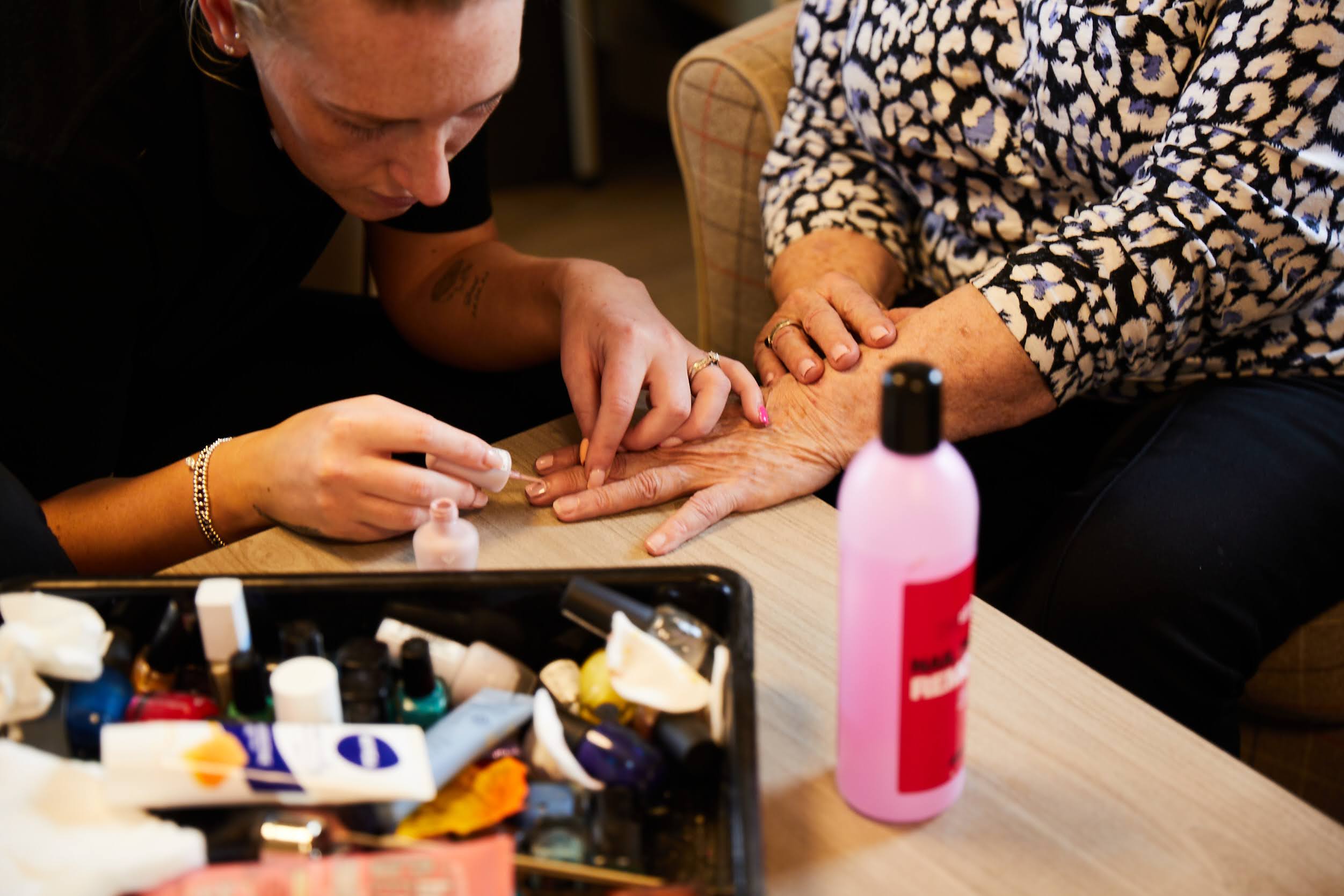 Resident having her nails painted at Brampton Lodge Day Centre.